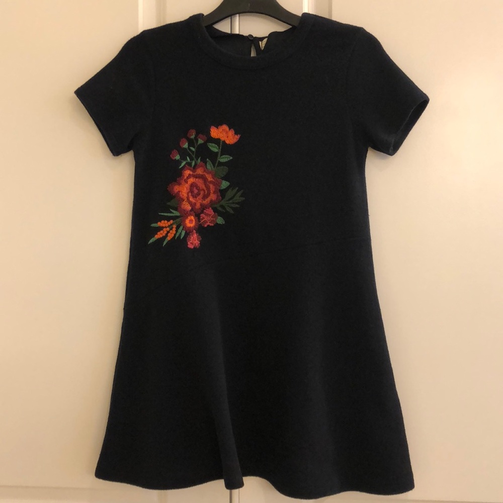 NEW w/tags ZARA Girls navy blue dress w/embroidery, size 11-12.